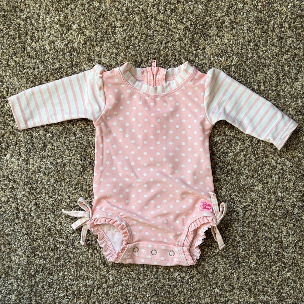Ruffle Butts Pink and White Polka Dot Bodysuit